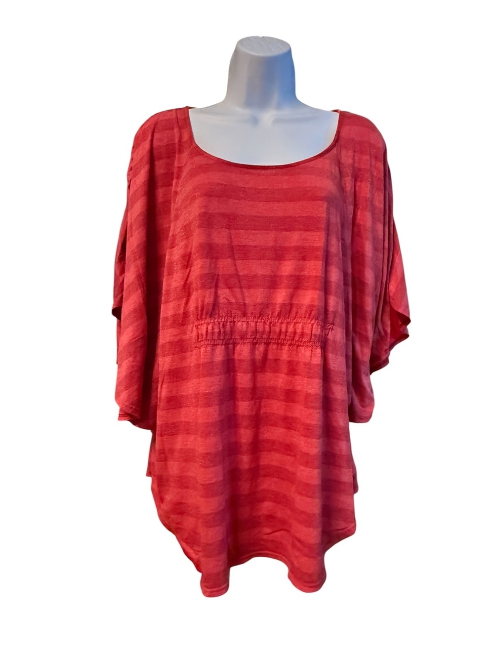 Faded Glory Red Metallic Striped Tunic Top